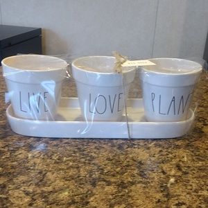 Rae dunn by Megenta flower pots live Love plant